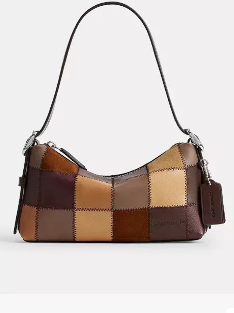 COACH Coachtopia Alter Ego Slouchy Shoulder Bag chocolate brown Tan,wine checker